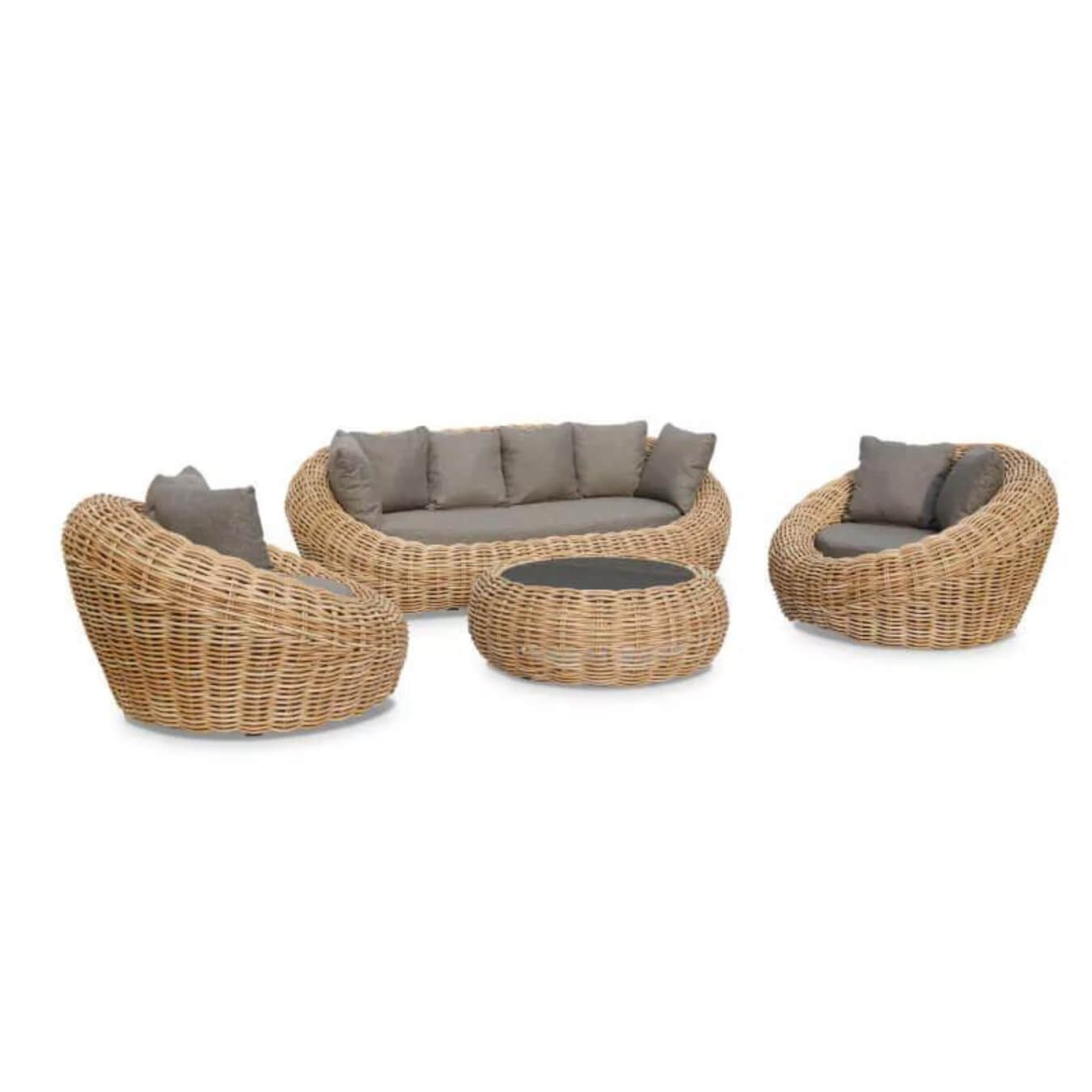 Salon de jardin design bas en résine tressée Paris Garden 5 places marron MOOREA