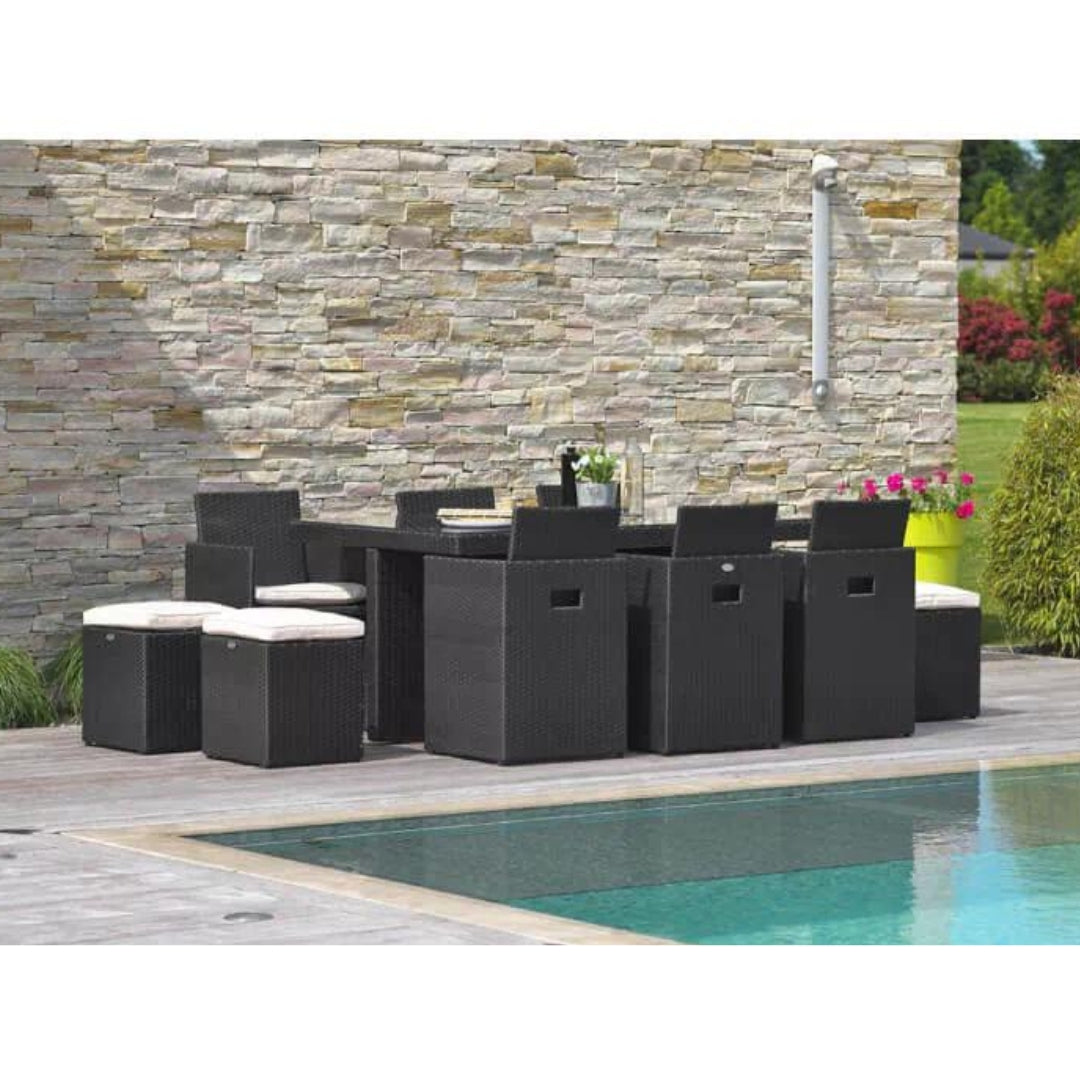 Salon de jardin encastrable 10 places DCB Garden en résine tressée