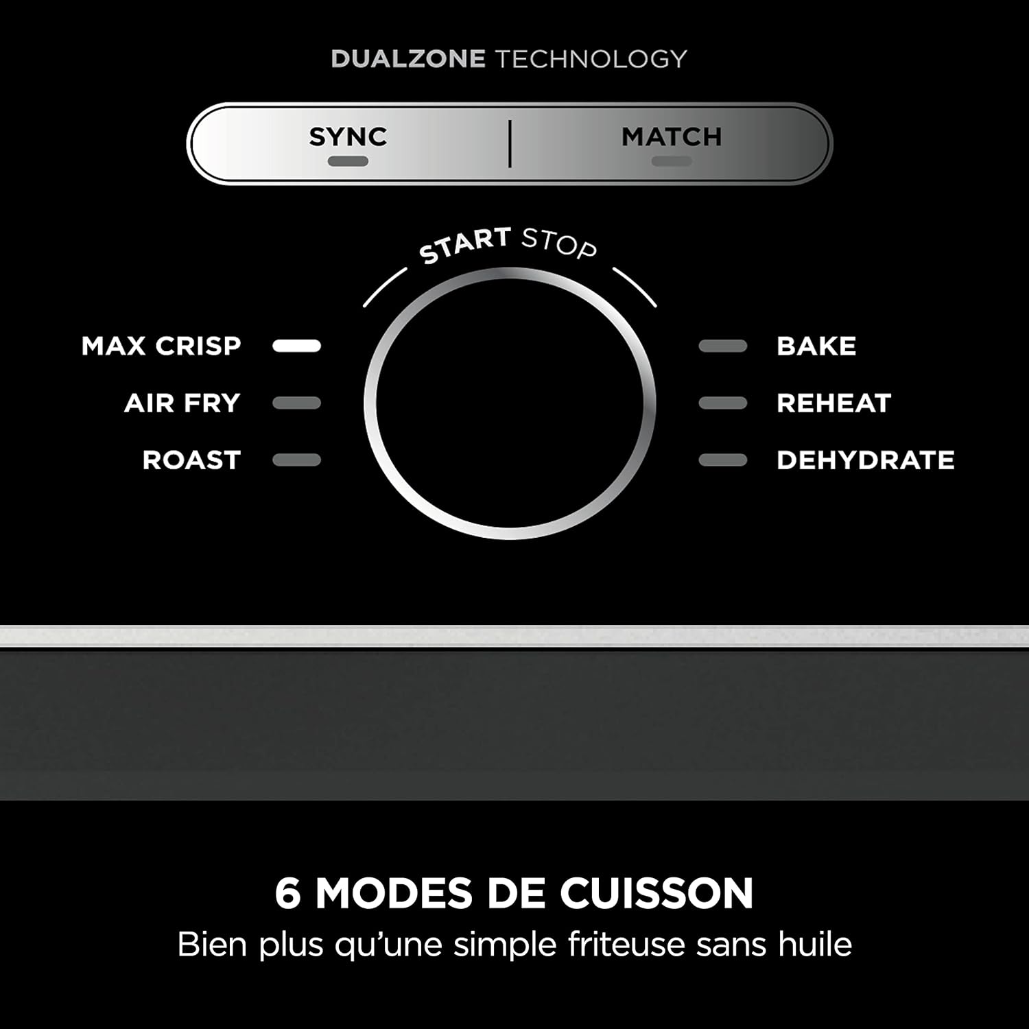 NINJA Foodi MAX Dual Zone Air Fryer, 2 Tiroirs, 9,5L, 6-en-1, Sans Huile, Air Fry, Croustillant Max, Rôtir, Cuire, Déshydrater, 8 Portions, Paniers Antiadhésifs Vont Au Lave-Vaisselle, Noir AF400EU