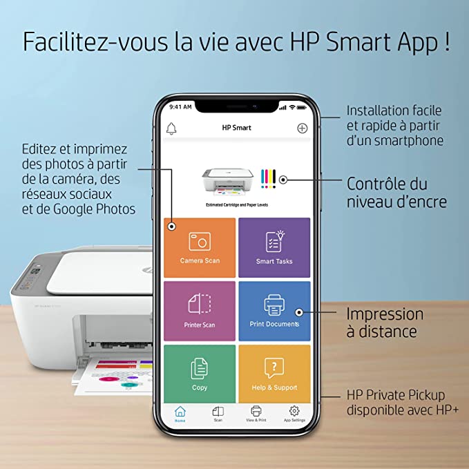 HP DESKJEST 2720e - JET D'ENCRE COULEUR - 6 MOIS D'ENCRE INCLUS (PHOTOCOPIE, SCAN, IMPRESSION, WIFI)