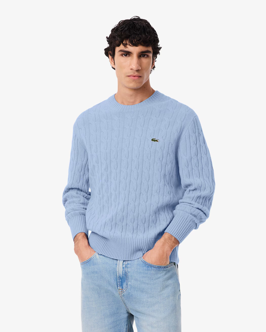Pull Lacoste - torsadé en laine cardée col rond